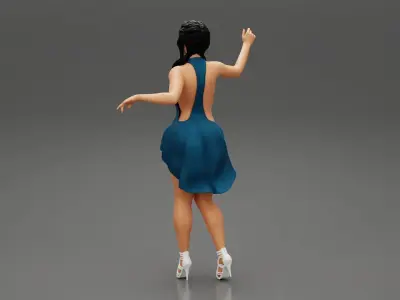 Sexy woman in Open Back Split Hem Mini Dress 3D print model