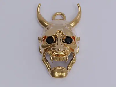 Hanya gold plated demon mask charm 3D print model