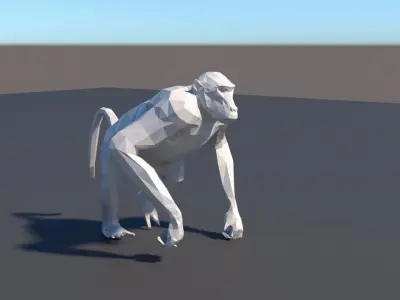 Lowpoly monkey gorilla with animation with Max binding 3D model