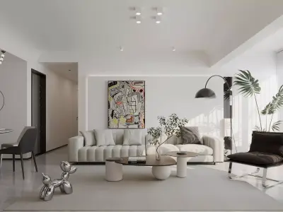 Modern living room dining room interior scenes 472 3D model