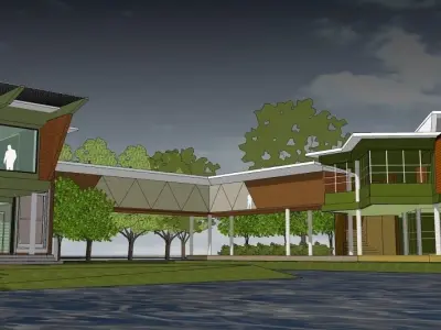 Office extension and bridge linkage  3D model