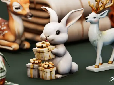 Winter Gift Pack Low-poly 3D model