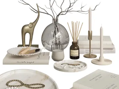 Decorative Set with Palo Santo Sticks and Candles 3D model