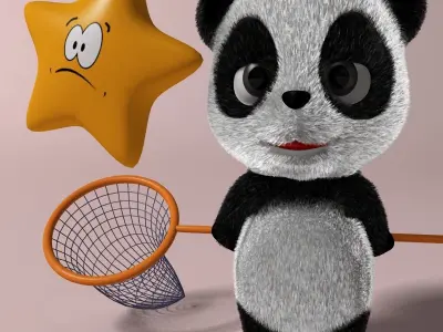 Cartoon panda RIGGED  Low-poly 3D model