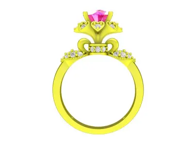 A7475 Fashion Heart Diamond Women Ring 3D Model 3D print model