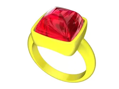 A7786 Caboncho Stone Women Ring 3D print model