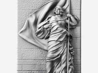 Patriot statue of woman holding flag 3D print model