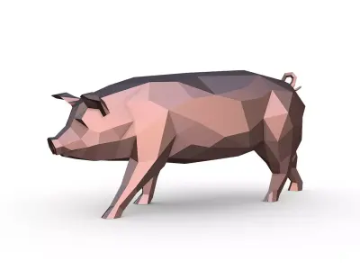 pig figure Low poly 3D print model
