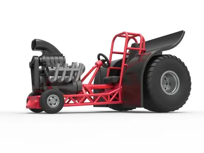 Mini Rod pulling tractor Scale 1 to 25 3D print model