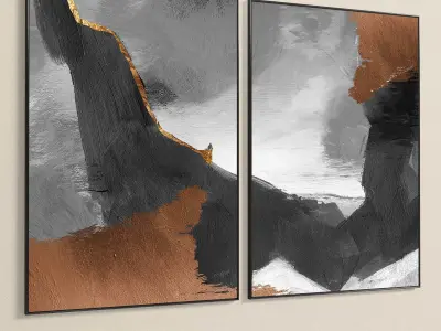 Plaster Two Photo Frame 224 Low-poly 3D model