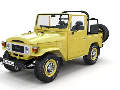 Toyota Land Cruiser FJ 40 Top Down with Chassis and Interior 3D model