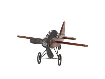 Styled Wood Metal Airplane Sculpture 3D model