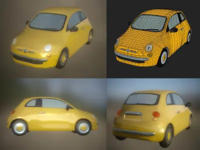 Game Ready Small Car PBR Low Poly Low-poly 3D model