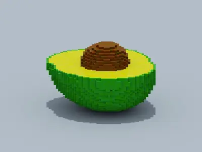 Voxel Avocado Low-poly 3D model
