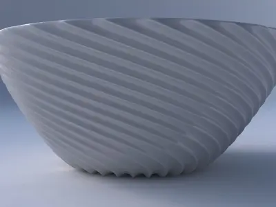 Bowl wide with bent extruded lines 2 3D print model