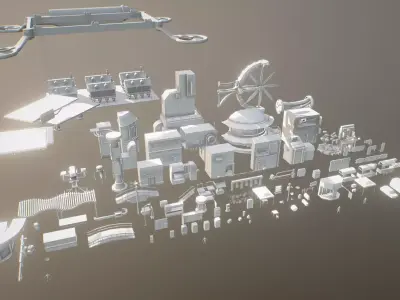Cyberpunk City Pack Low-poly 3D model