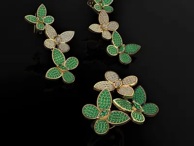 Butterfly Ring and Earrings 3D print model