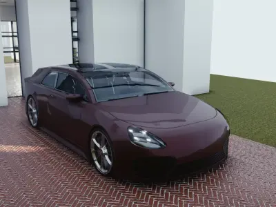 BLENDER EEVEE Brandless Small 2 door hatchback Low-poly 3D model