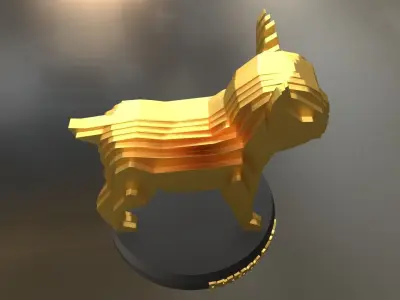Parametric French Bulldog Puppy Low-poly 3D model