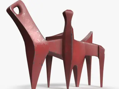 Modern Abstract Metal Sculpture Low-poly 3D model