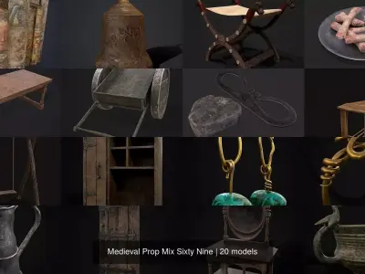Medieval Prop Mix Sixty Nine 3D Model Collection
