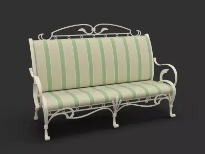 Wrought Garden Furniture - Bench Coffee Table and Pergola 3D model