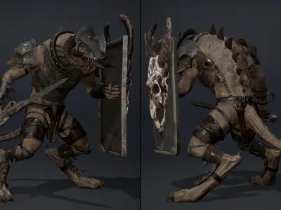 Ghost Swordman Arm1 Brutal Low-poly 3D model