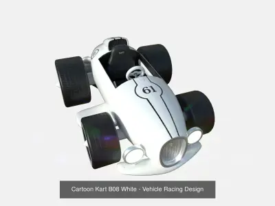 10 Cartoon Karts White Collection - Vehicle Racing Design 3D Model Pack