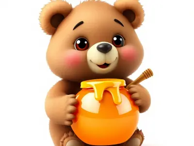 Adorable Bear with Honey Pot D Model Pack Low-poly 3D model