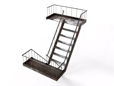Industrial Stairs - Game Ready - Fully Modular - Low-poly 3D model