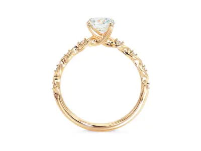 gold engagement ring 6mm central diamond 3D print model