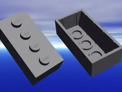 1x4 Lego Block Free 3D model