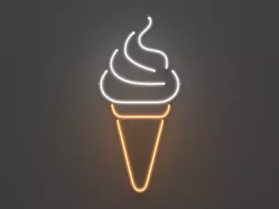 Ice Cream - Neon Sign 3D model