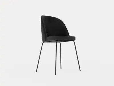 Felipe Dining Chair Velvet Black Low-poly 3D model