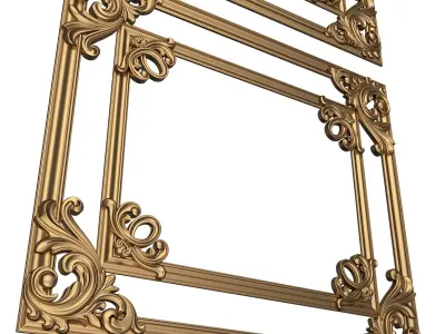 Boiserie Carved Decoration Panel 014 Low-poly 3D model