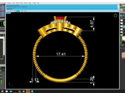 Luxury Rectangle Double Layer Gemstone Ring for Women 3548 3D print model