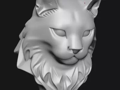 Cat head sculpture 3D print model