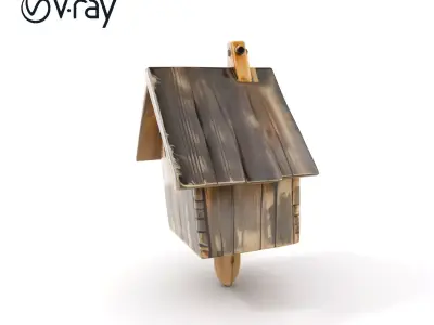 Rustic Wooden Birdhouse Model Pack Low-poly 3D model