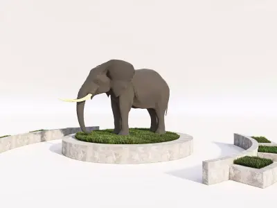 Elephant sculpture Landscape Centerpiece Low-poly 3D model