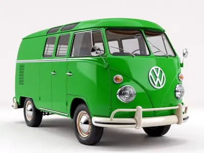 Classic VW Bus T2a 1967 Low-poly 3D model