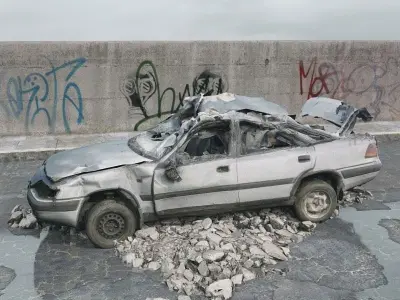 destroyed car 076 am165 3D model