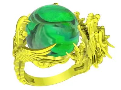 A5133 Luxury Dragon Keep Gem Stone Men Ring 3D print model