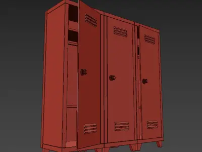 Locker low poly 3d model three lockers Low-poly 3D model