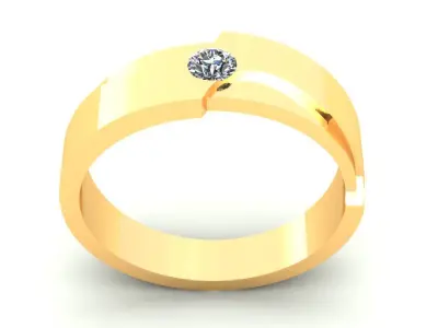 Man Ring One Stone 3D print model