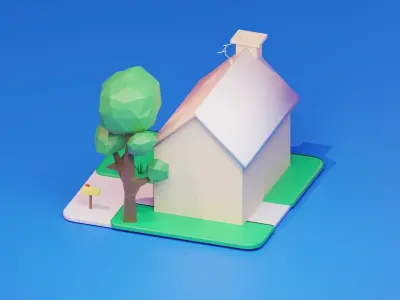 House Low-poly 3D model 6