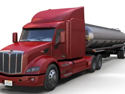 Peterbilt 579 fuel trailer Low-poly 3D model