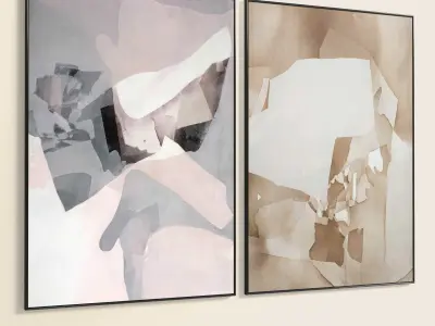 Plaster Two Photo Frame 308 Low-poly 3D model