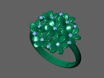 Womens Rings With Stone Ring Ready STL 3DM Models Rings women 3D print model 12