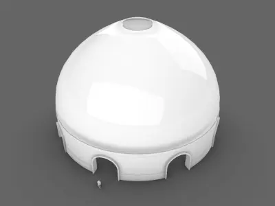 Dome Pavilion with Solid Dome with Top Opening v3 3D model