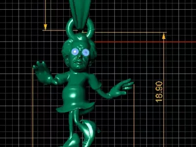 Golden Character Pendant with Ruby Eyes 3D print model